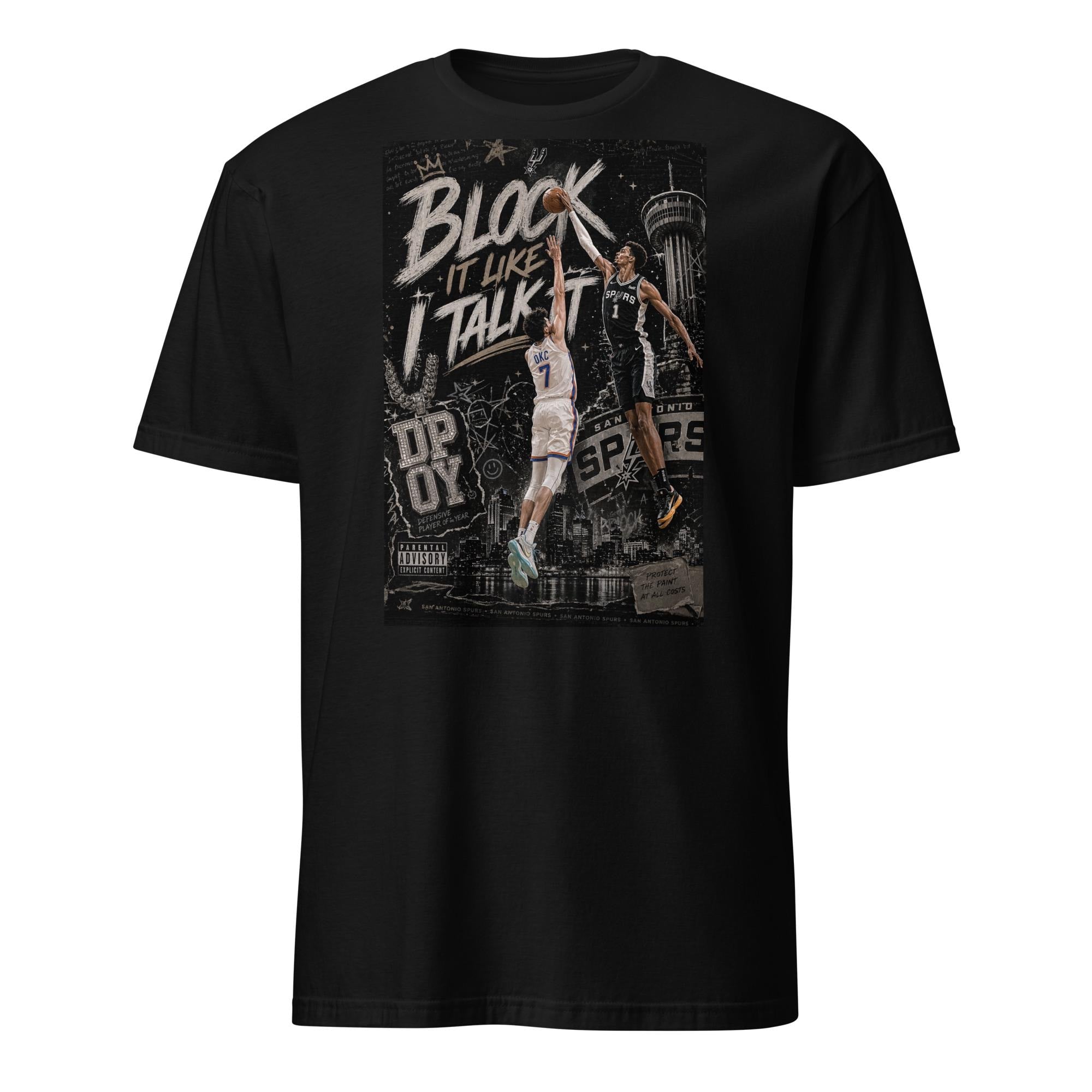 Block Like Talk Spurs Wembanyama Hip Hop Basketball - Adult & Kids T-Shirts, Sweatshirts & Hoodies apparel design preview 1