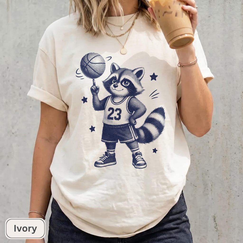 Raccoon Basketball Animal Hoops Lover - Adult & Kids T-Shirts, Sweatshirts & Hoodies apparel design preview 1