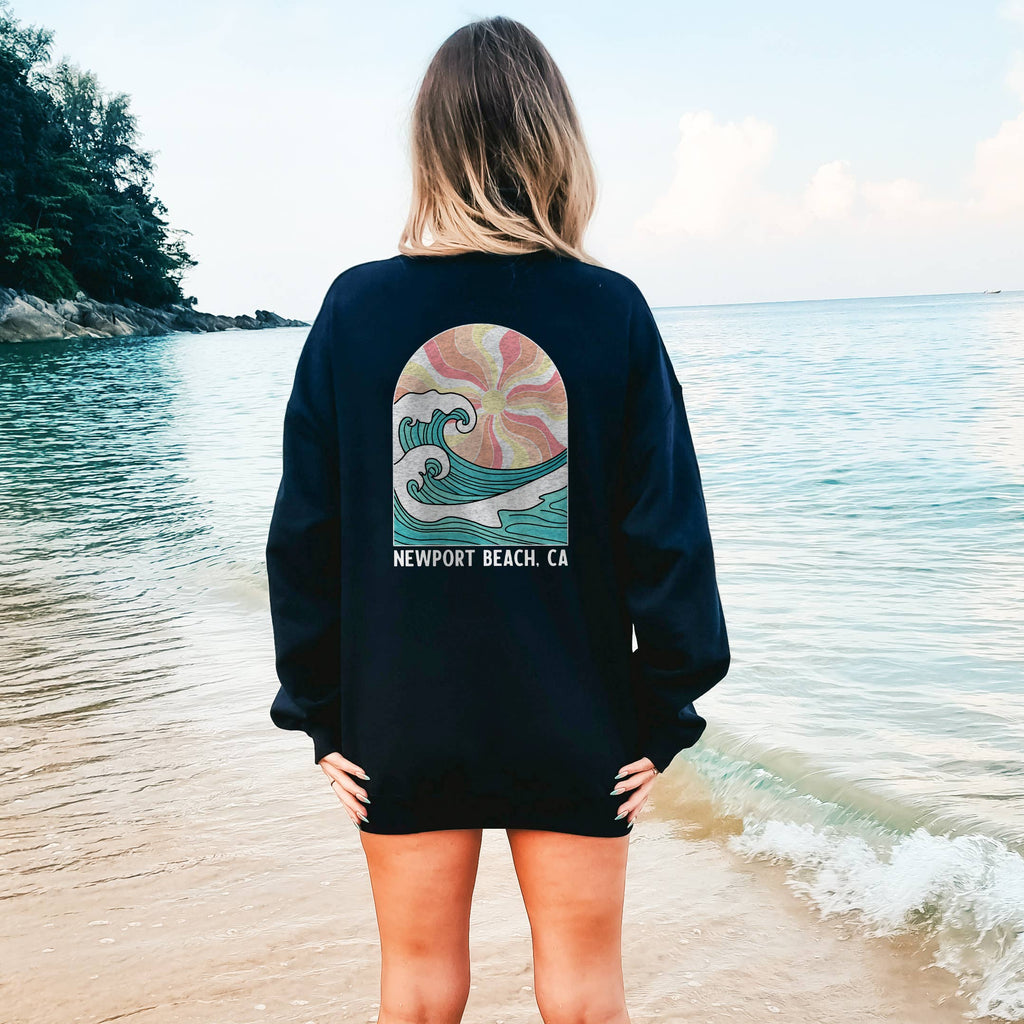 Custom Ocean Sunset Crewneck Front Back Design Beach - Adult & Kids T-Shirts, Sweatshirts & Hoodies apparel design preview 1