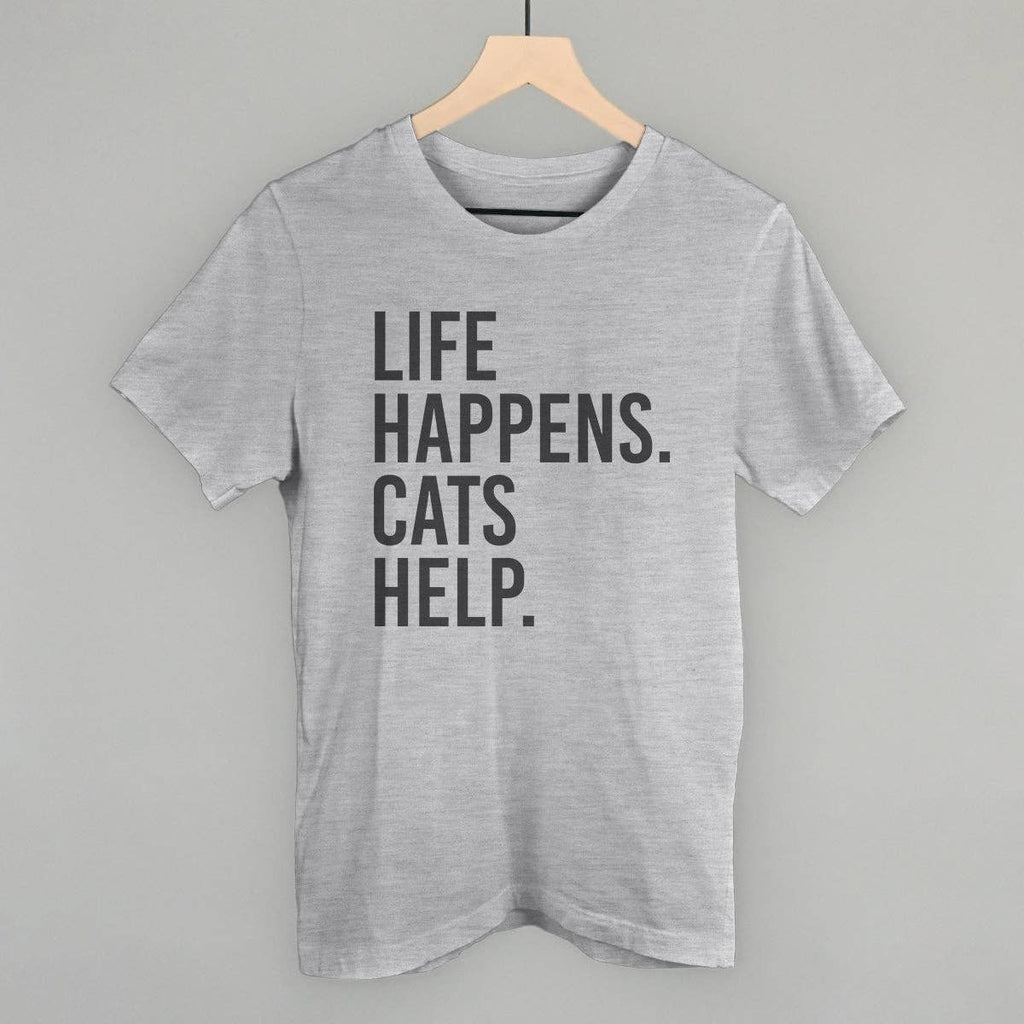 Life Happens Cats Help - Adult & Kids T-Shirts, Sweatshirts & Hoodies apparel design preview 1