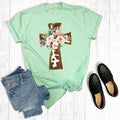 Cow Print Floral Cross - Adult & Kids T-Shirts, Sweatshirts & Hoodies apparel design preview 1