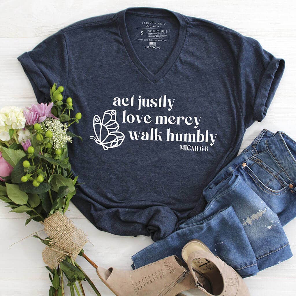 Walk Humbly V-Neck - Adult & Kids T-Shirts, Sweatshirts & Hoodies apparel design preview 1