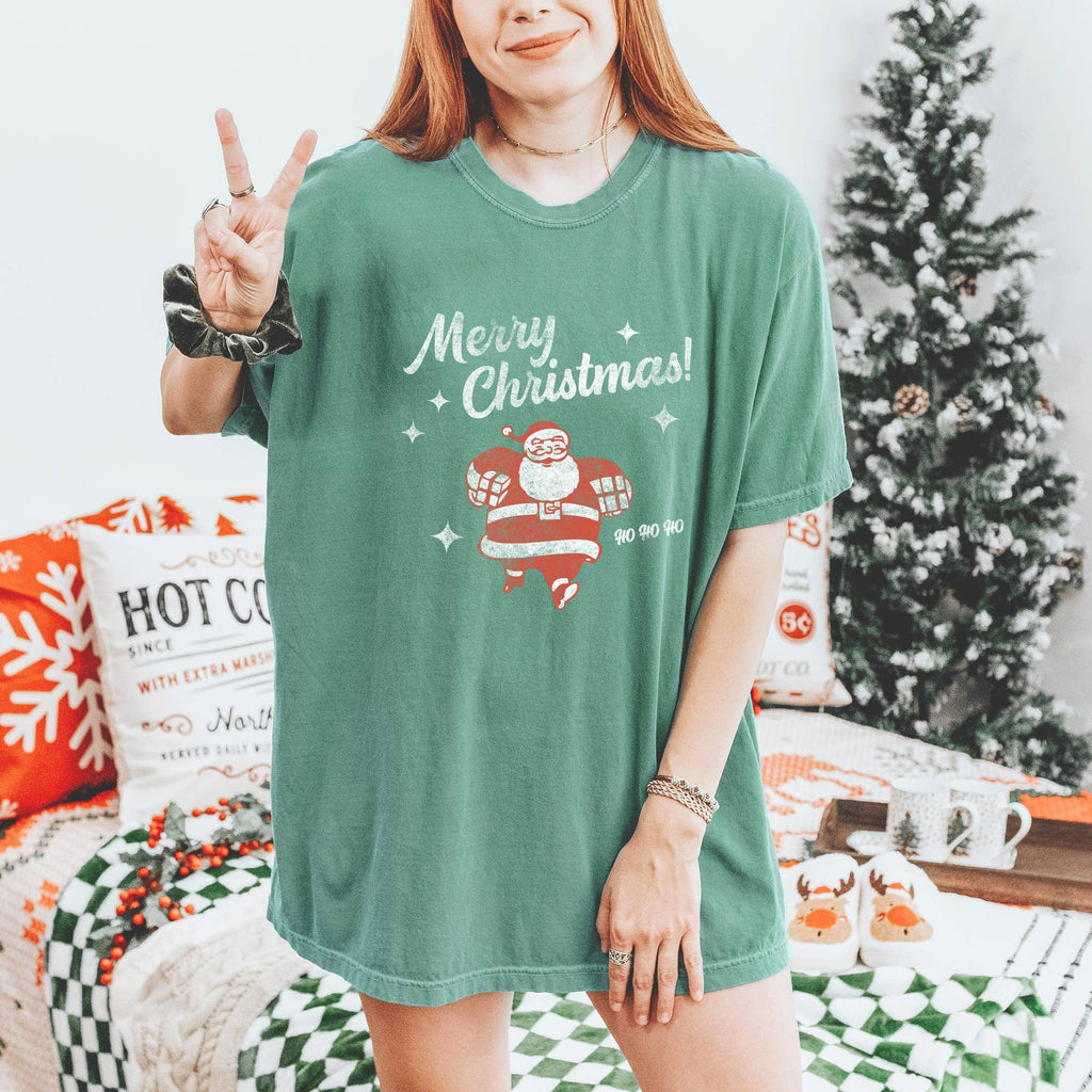 Retro Santa Merry Christmas Comfort Colors - Adult & Kids T-Shirts, Sweatshirts & Hoodies apparel design preview 1