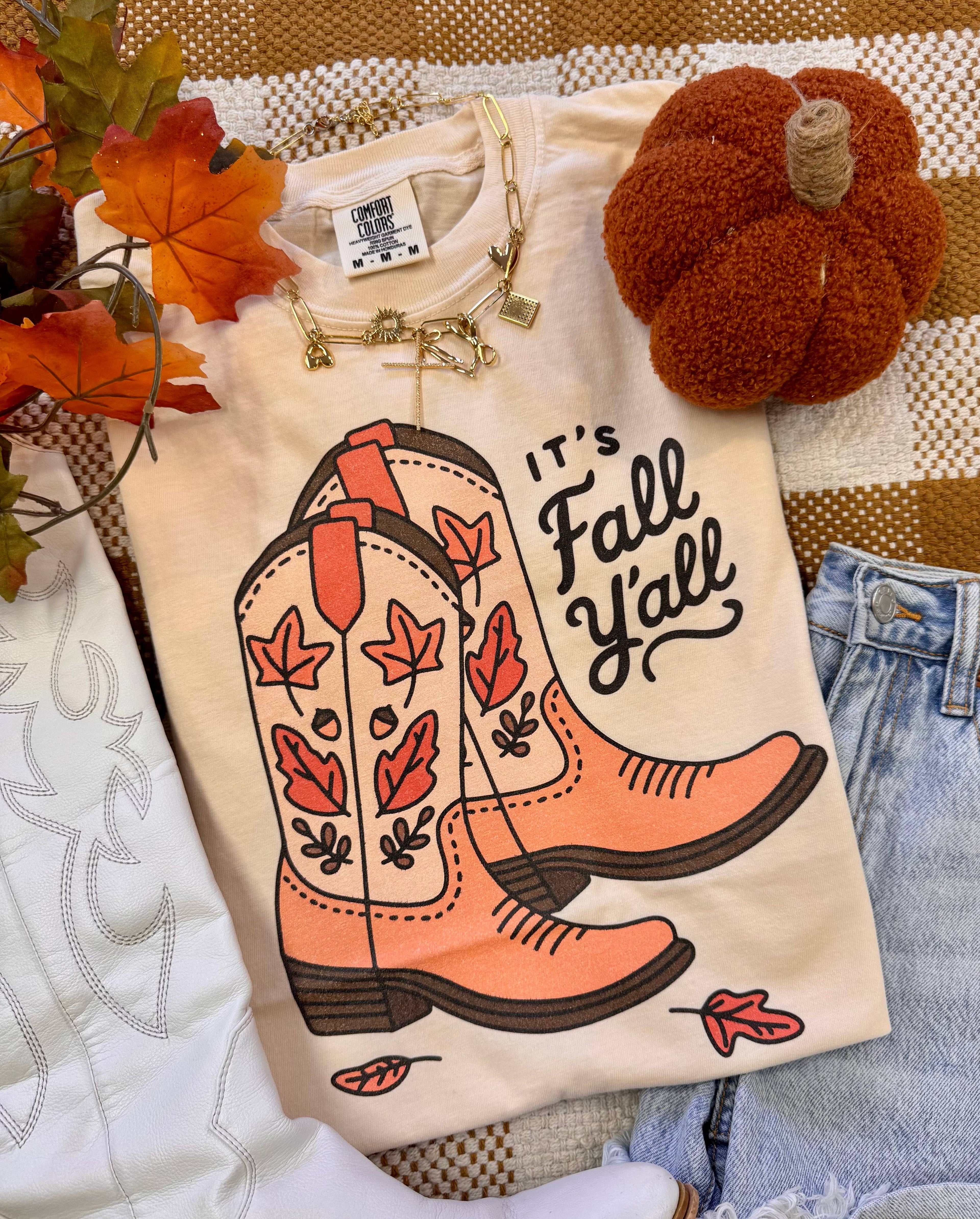 It'S Fall Y'All Boots - Adult & Kids T-Shirts, Sweatshirts & Hoodies apparel design preview 1