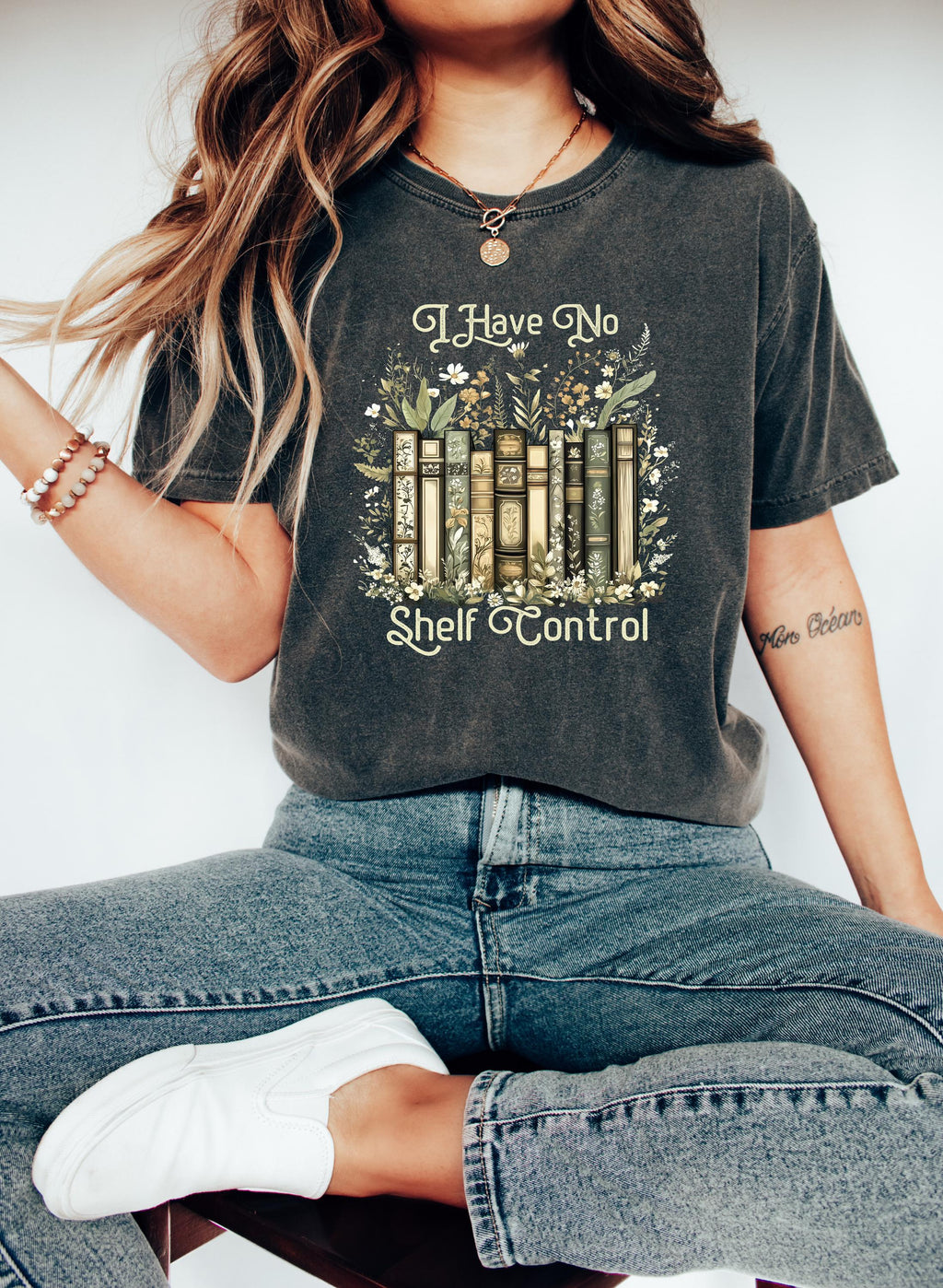 Book Lover Shelf Control Floral Bookish Club Reader - Adult & Kids T-Shirts, Sweatshirts & Hoodies apparel design preview 2