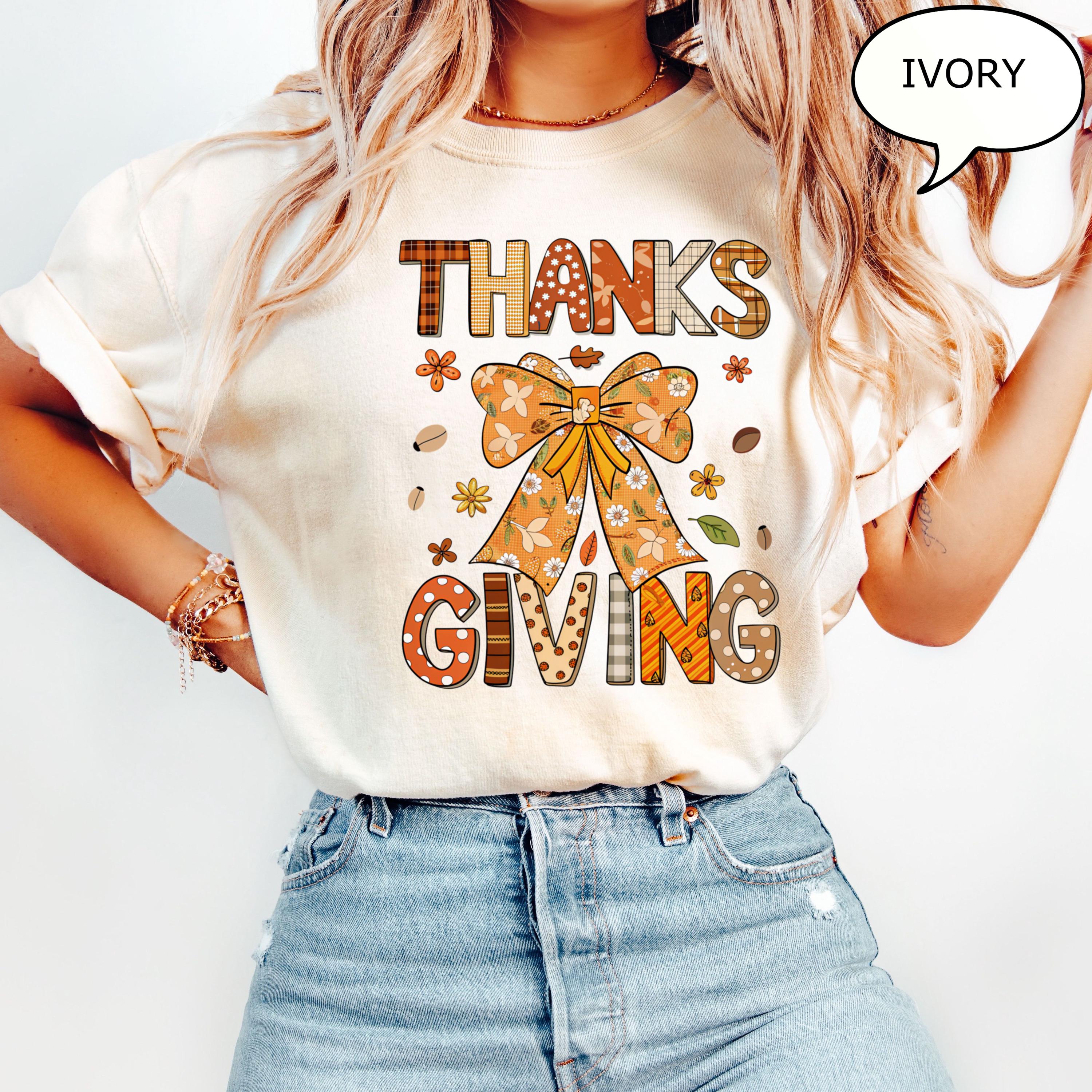 Comfort Colors Coquette Bow Thanksgiving Autumn Fall - Adult & Kids T-Shirts, Sweatshirts & Hoodies apparel design preview 2
