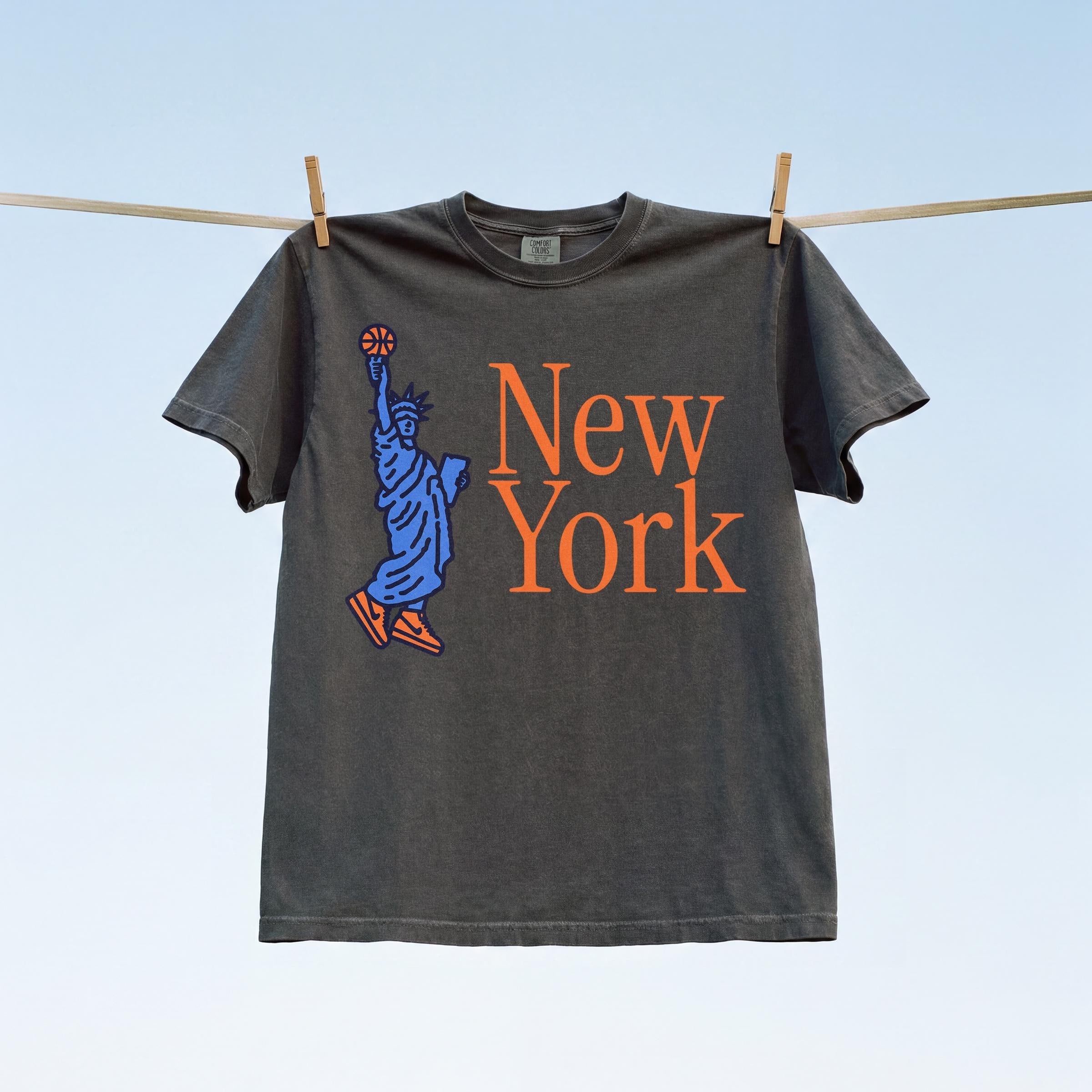 York Statue Liberty Basketball 90s Ny Bball - Adult & Kids T-Shirts, Sweatshirts & Hoodies apparel design preview 2