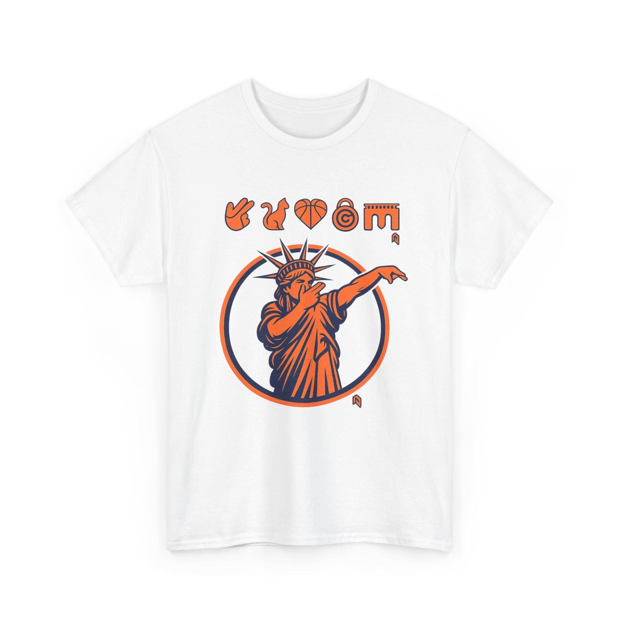 Statue Liberty Dabbing Nyc Orange Navy Circle Sports - Adult & Kids T-Shirts, Sweatshirts & Hoodies apparel design preview 2