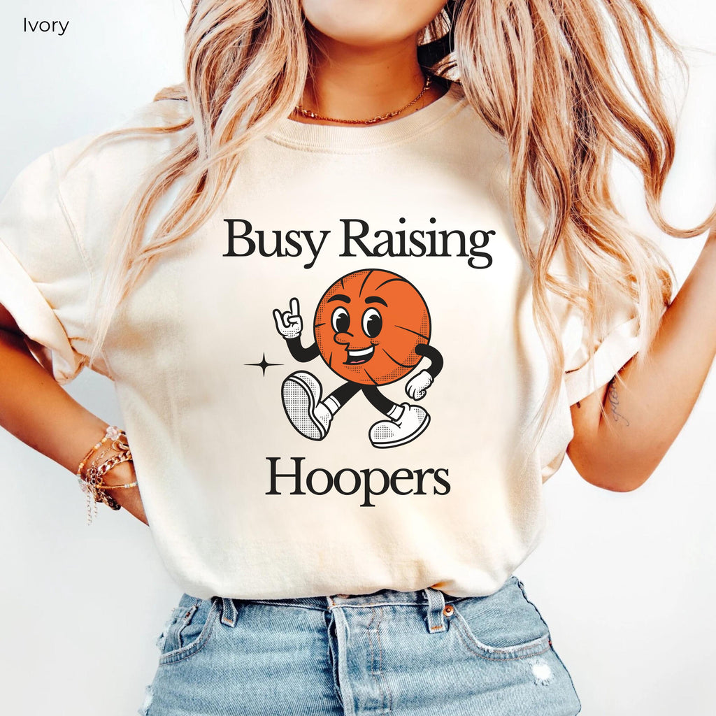Retro Basketball Mom Dad Family Busy Raising Hoopers - Adult & Kids T-Shirts, Sweatshirts & Hoodies apparel design preview 2