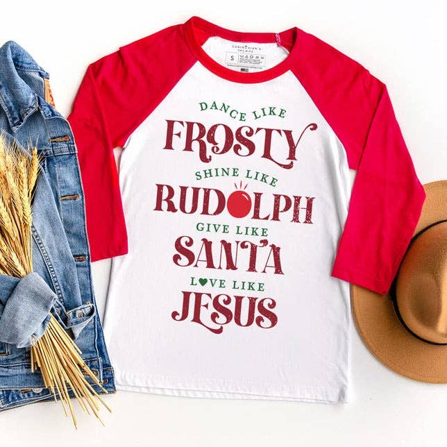 Give Like Santa Raglan 3/4 Sleeve - Adult & Kids T-Shirts, Sweatshirts & Hoodies apparel design preview 1