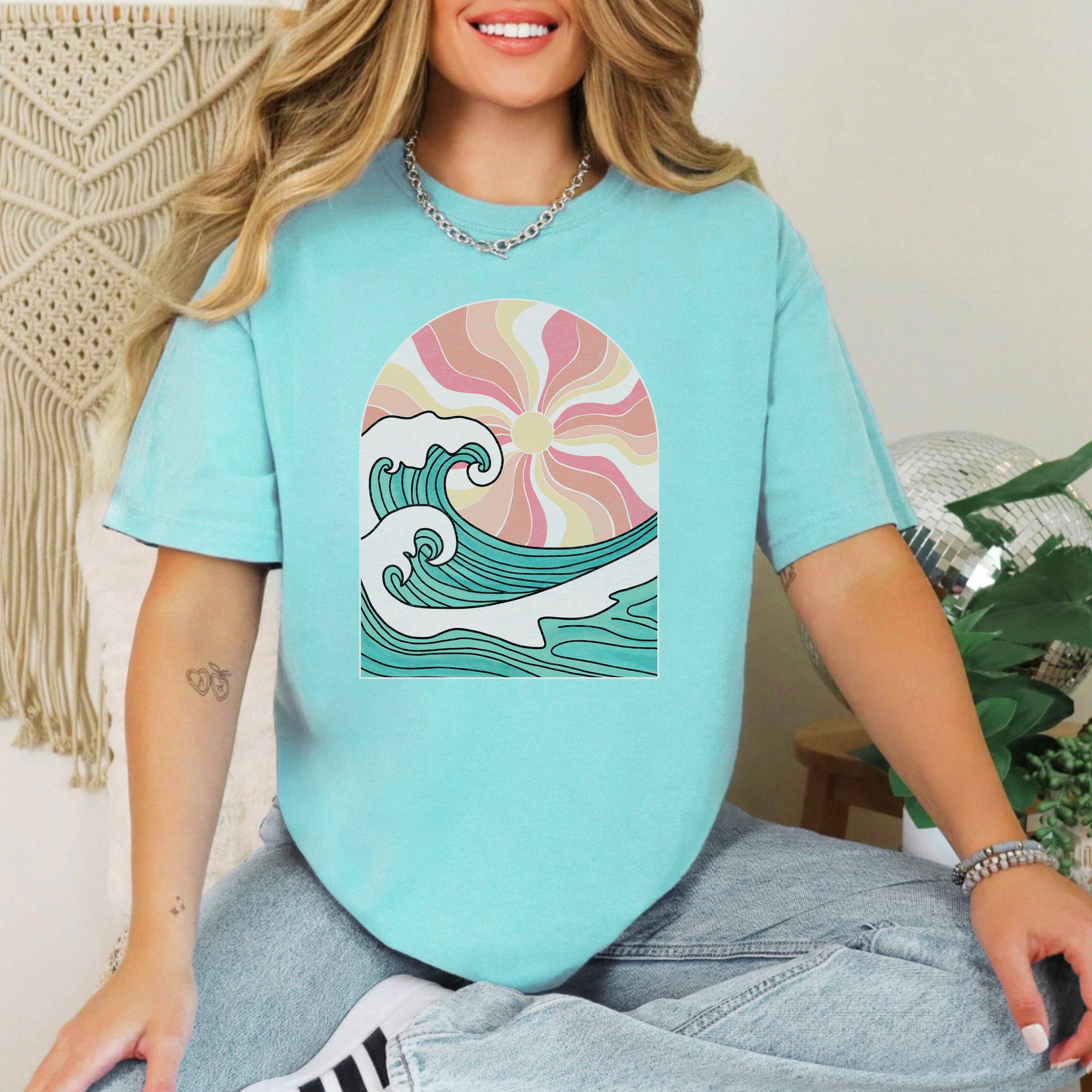 Custom Ocean Sunset Beach Wave - Adult & Kids T-Shirts, Sweatshirts & Hoodies apparel design preview 1