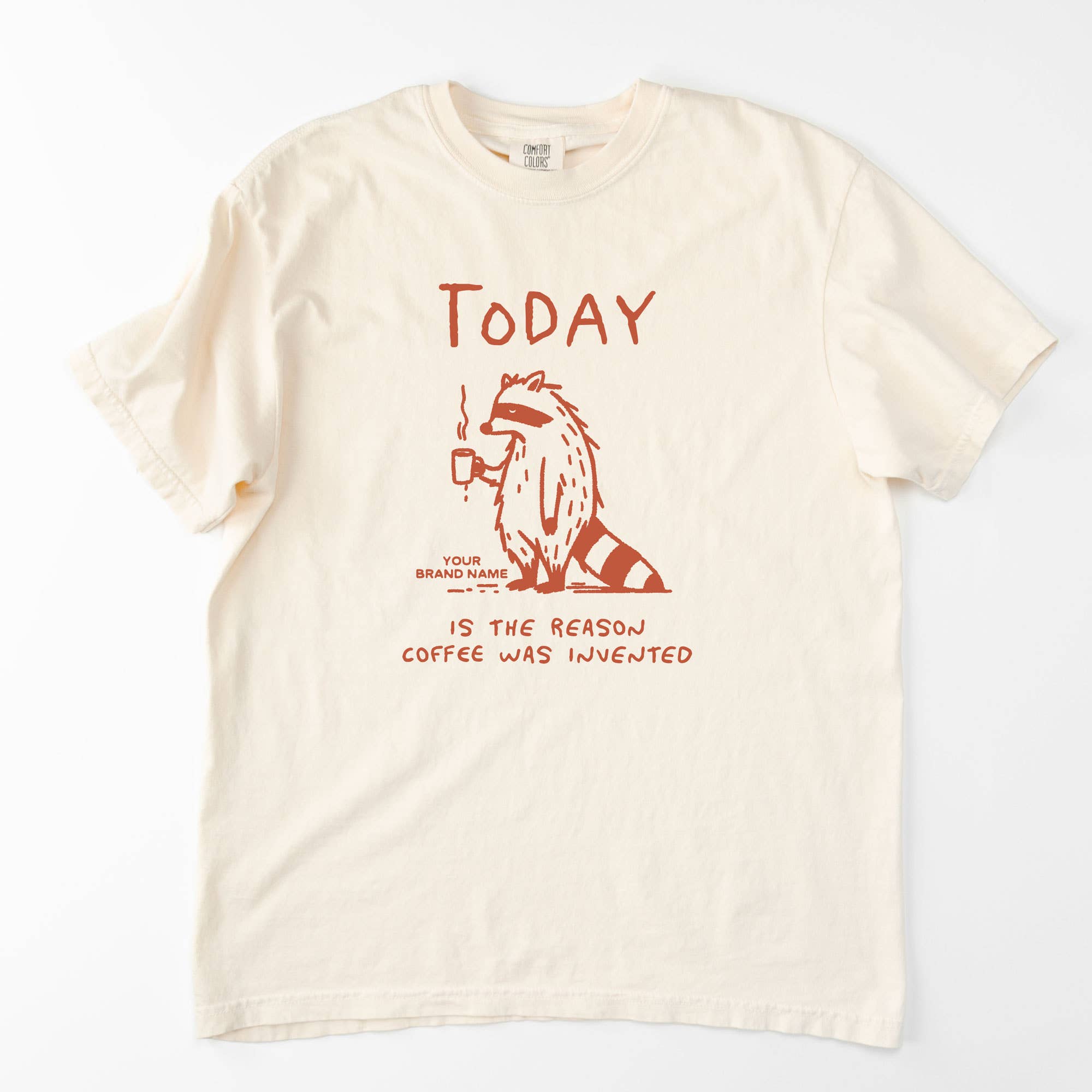 Coffee Raccoon Graphic with Optional Personalization - Adult & Kids T-Shirts, Sweatshirts & Hoodies apparel design preview 1
