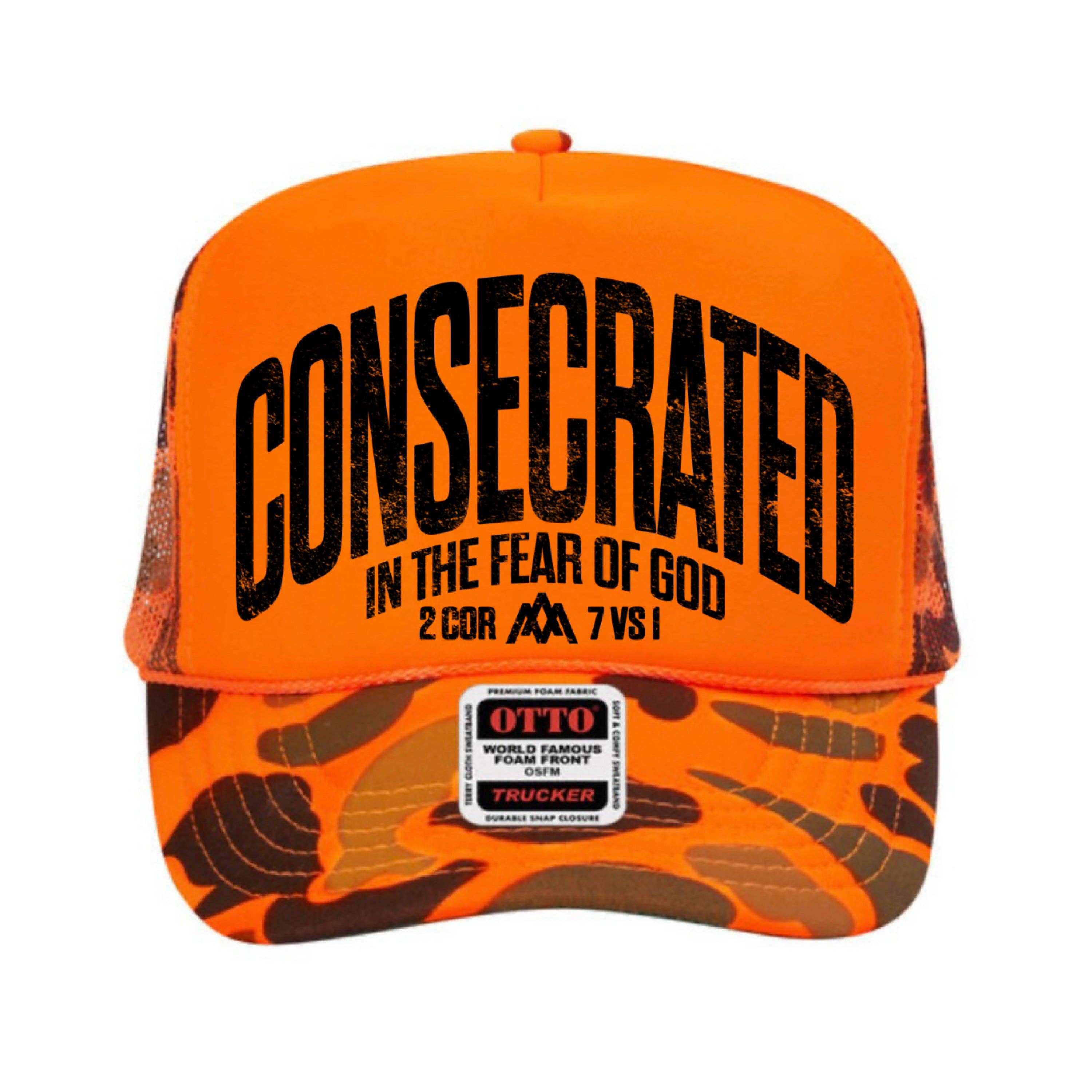 Consecrated Foam Trucker Neon Orange/Camo - Adult & Kids T-Shirts, Sweatshirts & Hoodies apparel design preview 1