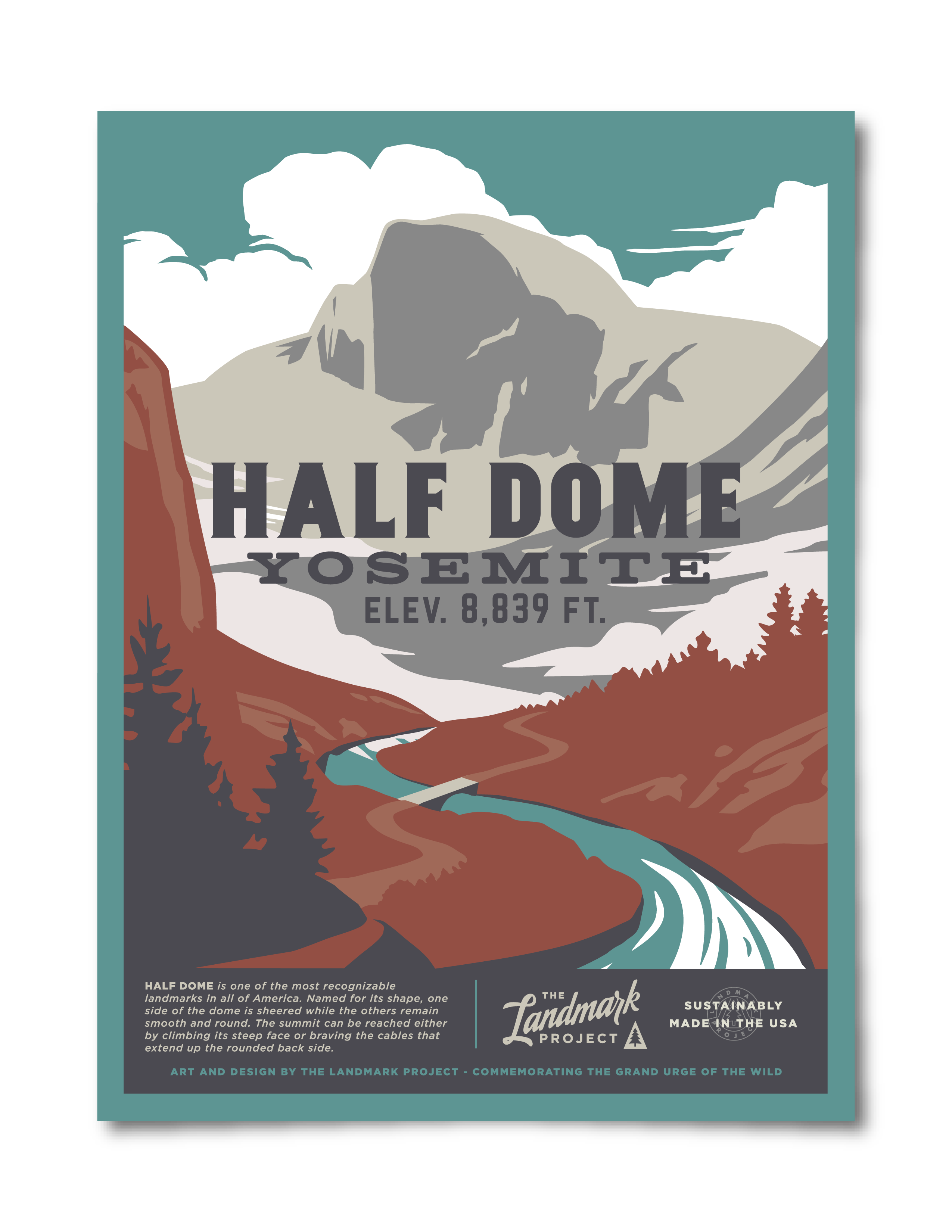Half Dome Poster - Adult & Kids T-Shirts, Sweatshirts & Hoodies apparel design preview 1