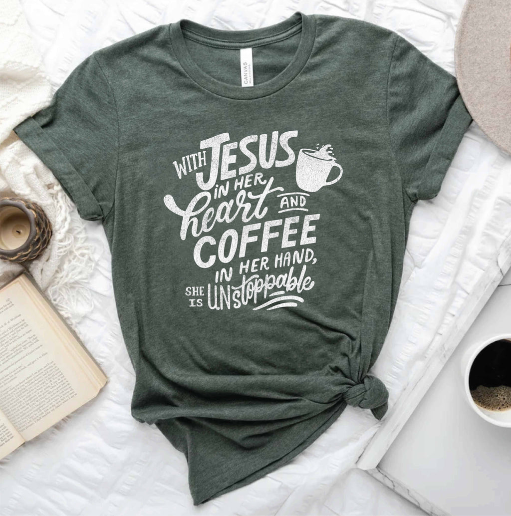 With Jesus in Her Heart Graphic - Adult & Kids T-Shirts, Sweatshirts & Hoodies apparel design preview 1