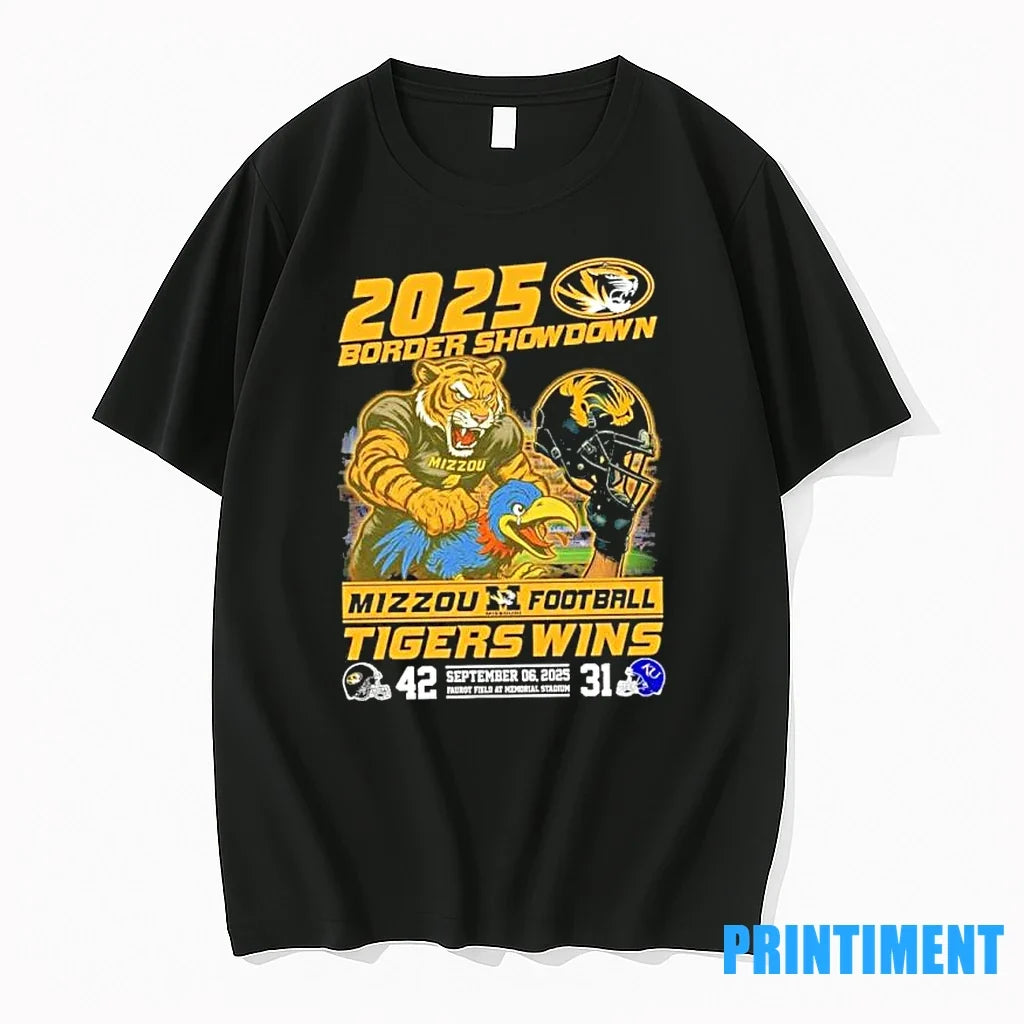 2025 Border Showdown Mascot Missouri Tigers Vs Kansas - Adult & Kids T-Shirts, Sweatshirts & Hoodies apparel design preview 1