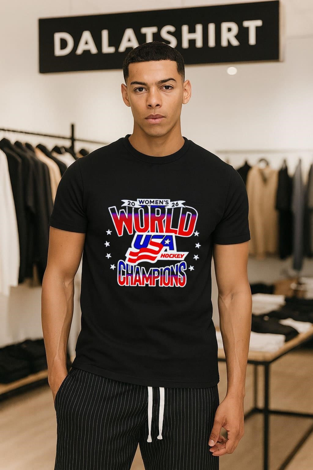 2026 Women's World USA Hockey Champions Stars Flag - Adult & Kids T-Shirts, Sweatshirts & Hoodies apparel design preview 1