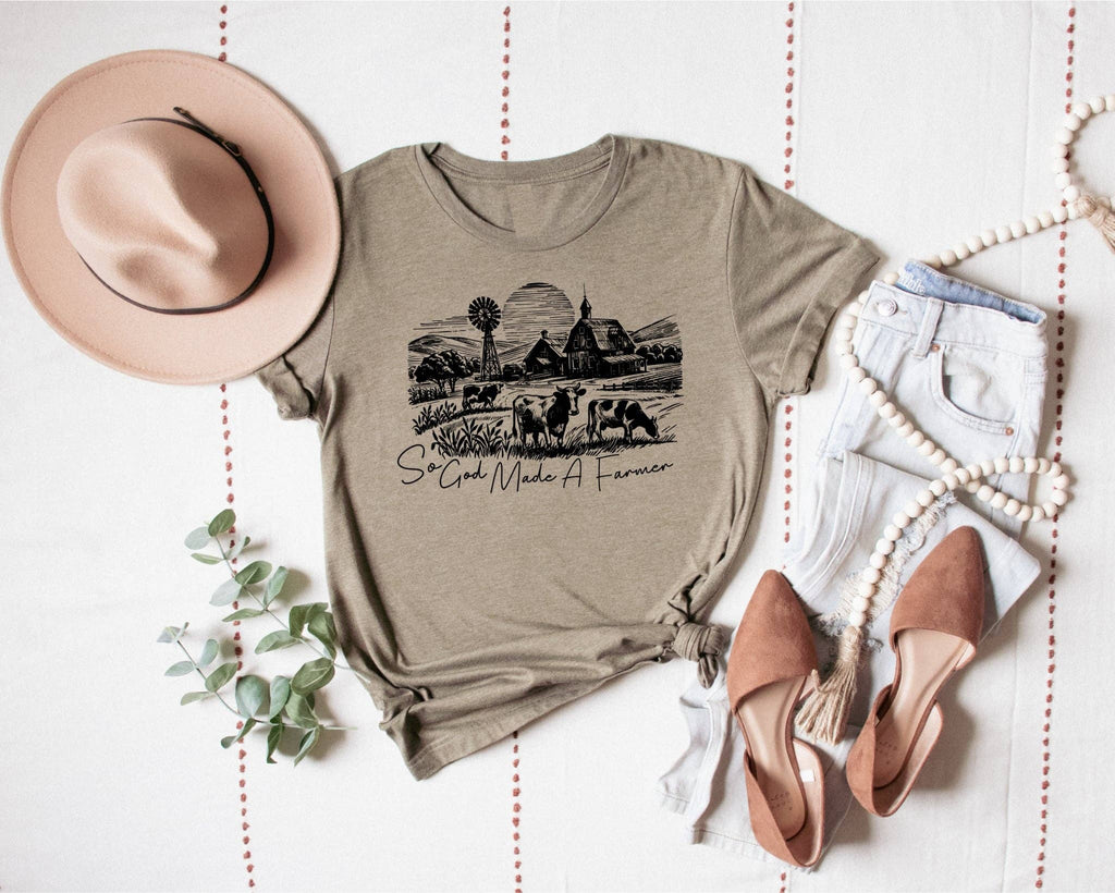 God Made A Farmer Olive Western Faith Graphic - Adult & Kids T-Shirts, Sweatshirts & Hoodies apparel design preview 1
