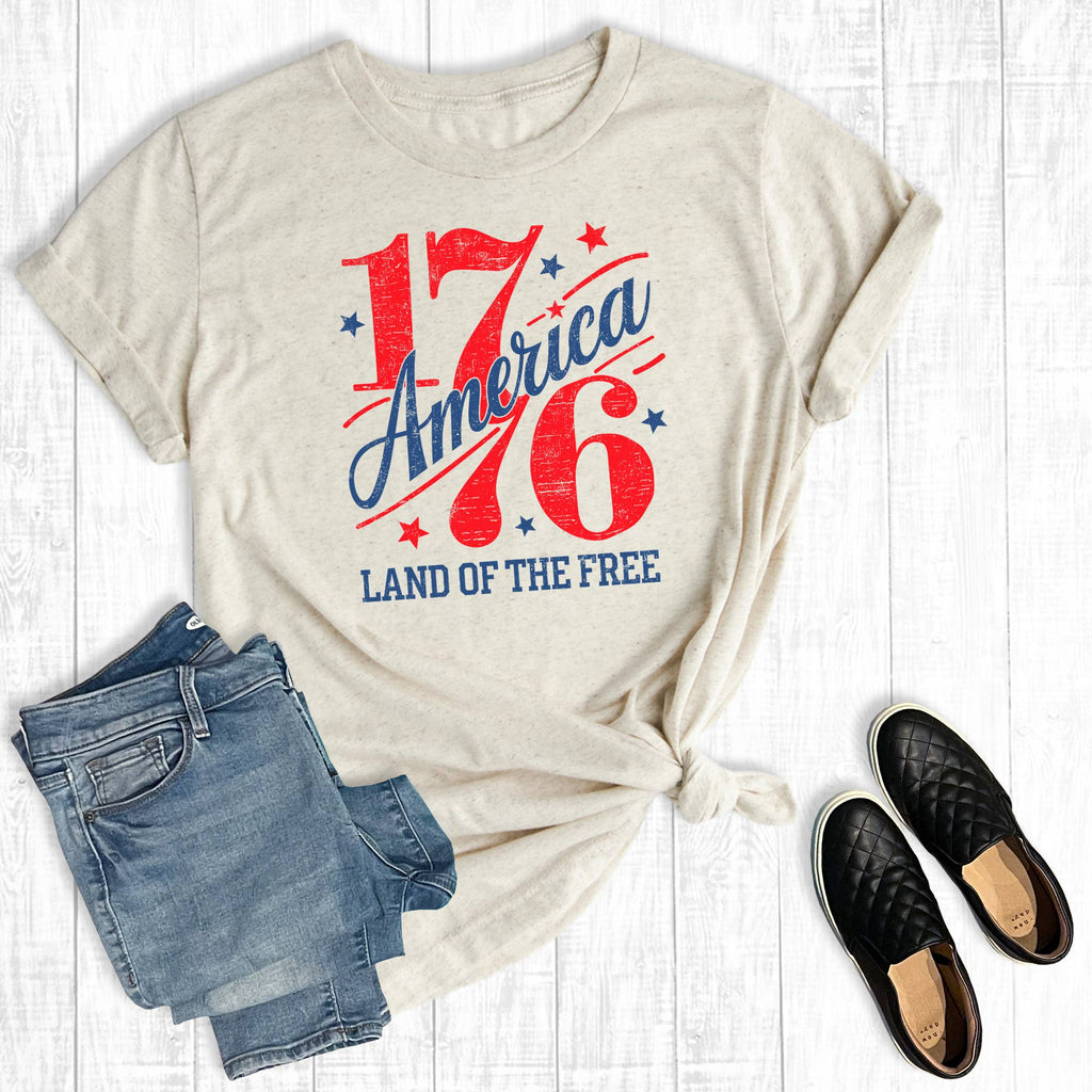 Retro 4th of July 1776 Land the Free Graphic - Adult & Kids T-Shirts, Sweatshirts & Hoodies apparel design preview 1