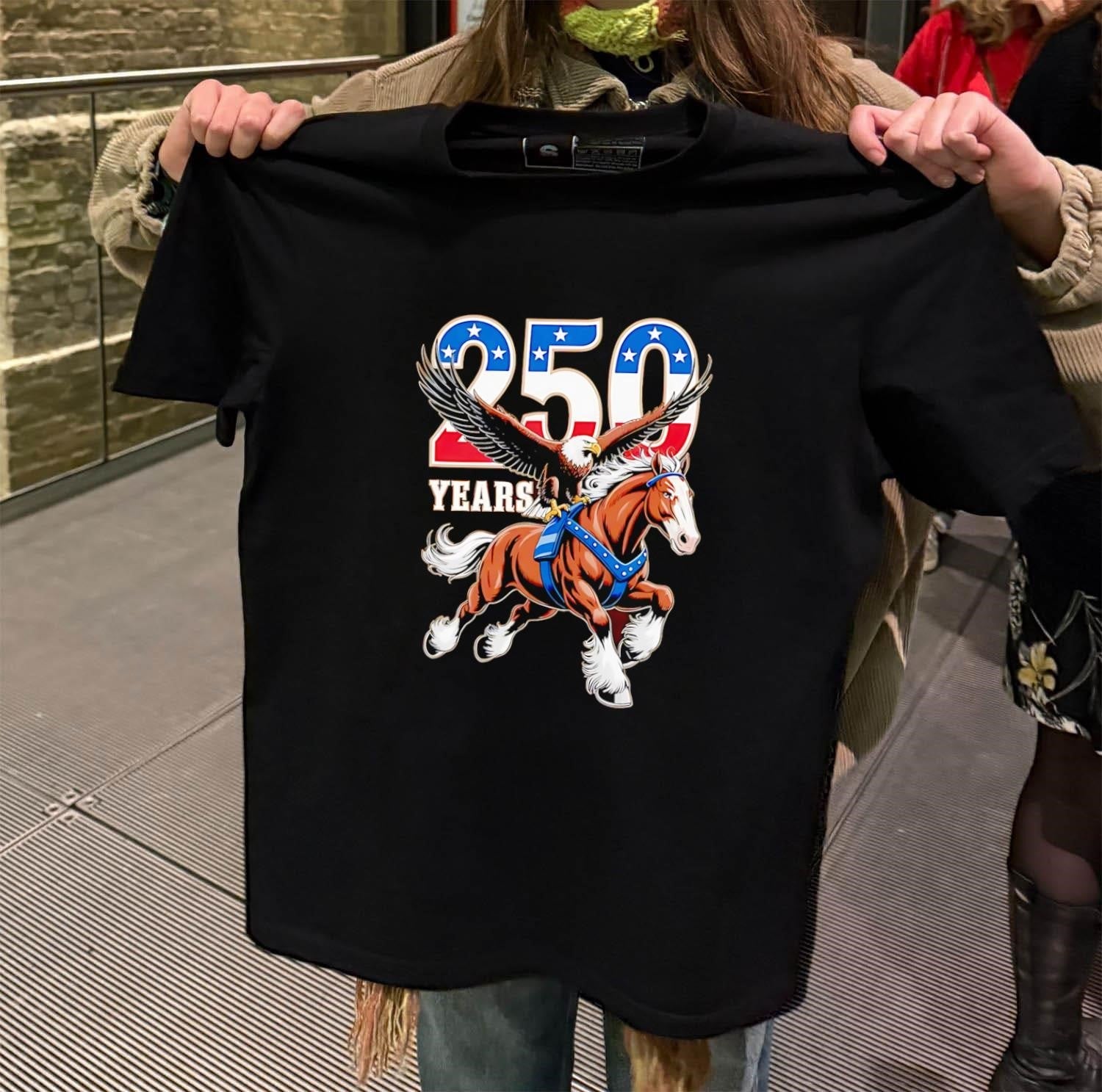 250 Years American Eagle Riding Horse - Adult & Kids T-Shirts, Sweatshirts & Hoodies apparel design preview 2