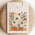 Boho Flower Fall Pumpkins Graphic - Adult & Kids T-Shirts, Sweatshirts & Hoodies apparel design preview 1