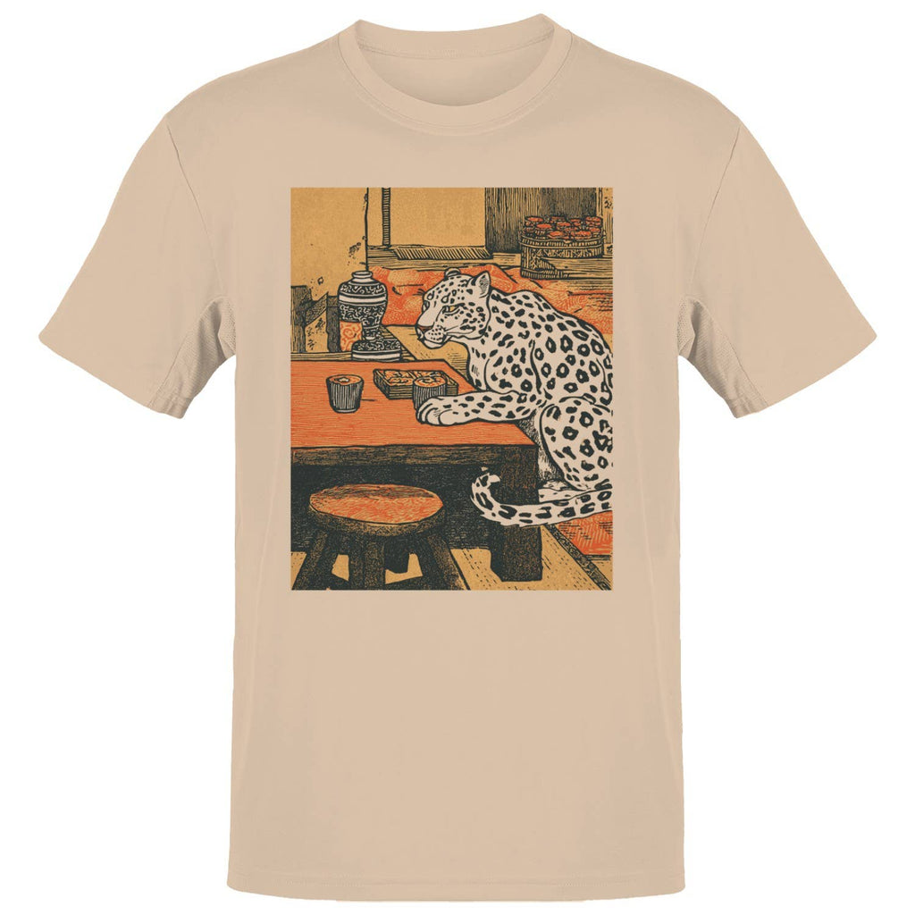 Leopard in Japanese Tea Room Men's - Adult & Kids T-Shirts, Sweatshirts & Hoodies apparel design preview 1