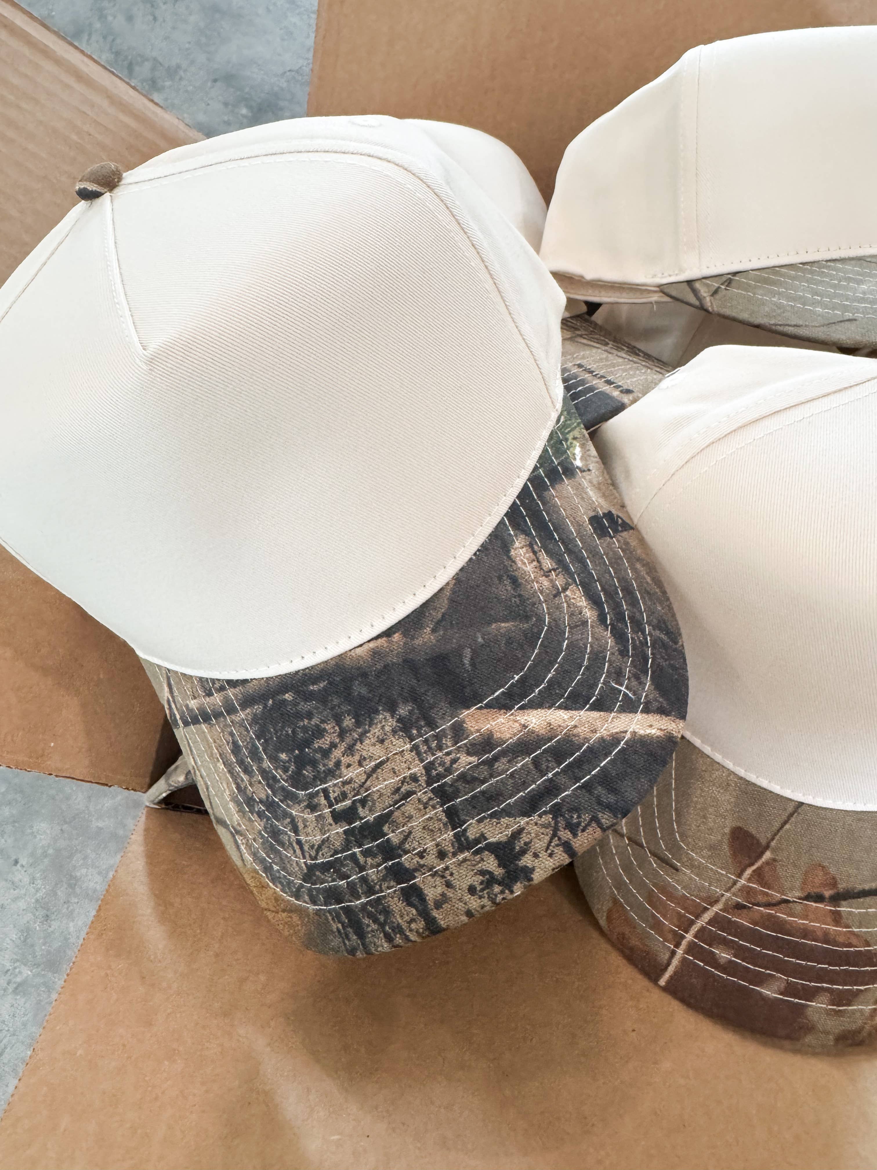 Camo and Tan Blank 5 Panel Hat - Adult & Kids T-Shirts, Sweatshirts & Hoodies apparel design preview 1