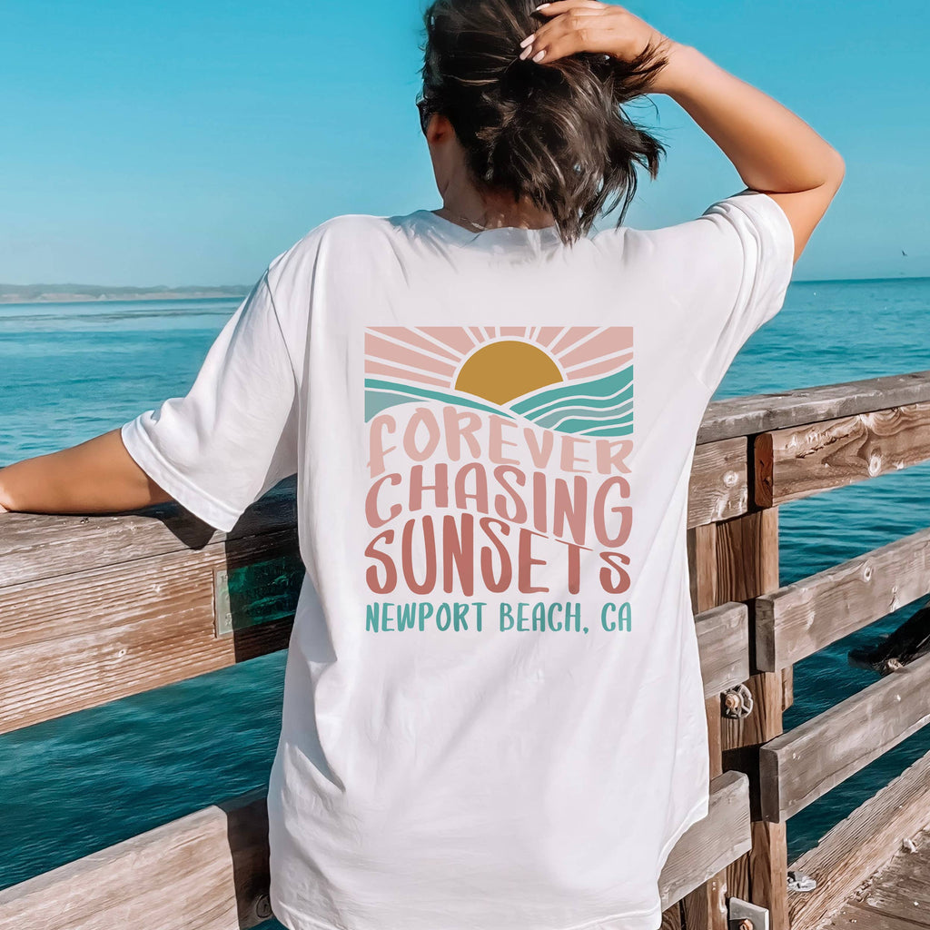Custom Forever Chasing Sunsets Back Front XS-2XL - Adult & Kids T-Shirts, Sweatshirts & Hoodies apparel design preview 1
