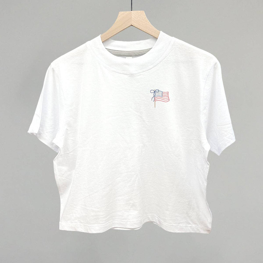 American Flag with Bow (Left Chest) - Adult & Kids T-Shirts, Sweatshirts & Hoodies apparel design preview 1