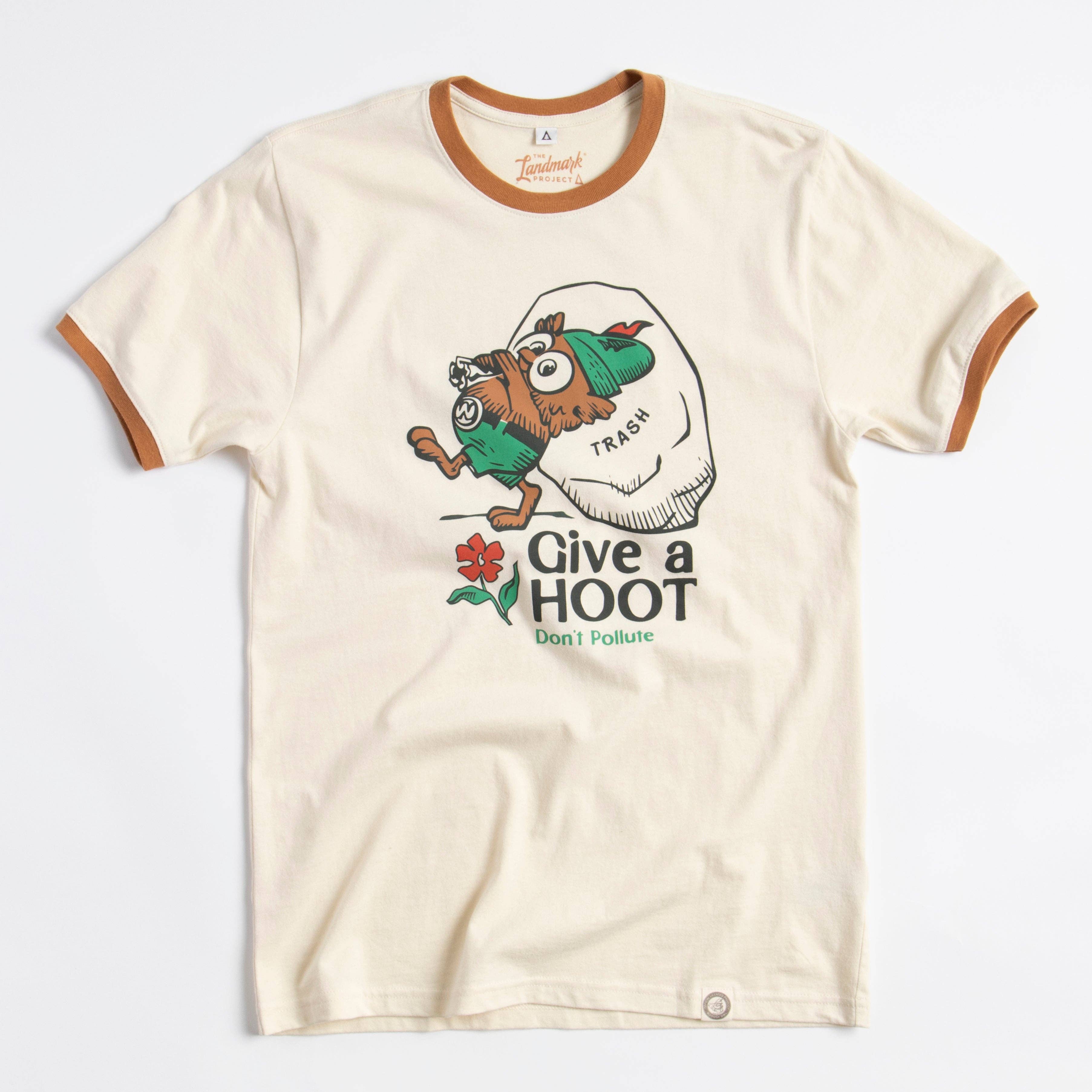 Give A Hoot, Don't Pollute Unisex Short Sleeve Ringer - Adult & Kids T-Shirts, Sweatshirts & Hoodies apparel design preview 1