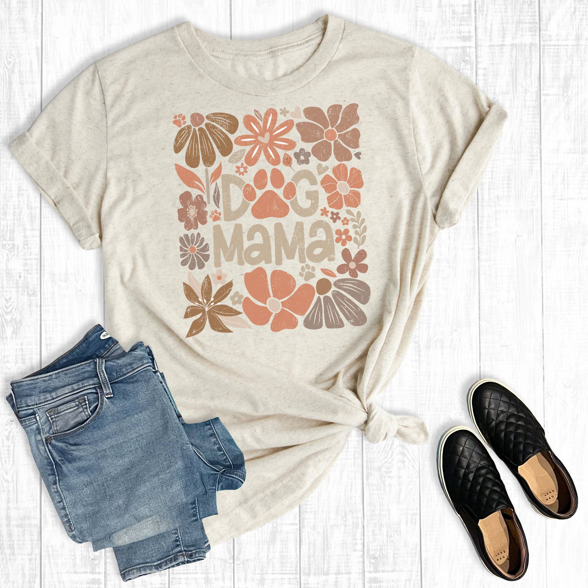Boho Floral Dog Mama Graphic - Adult & Kids T-Shirts, Sweatshirts & Hoodies apparel design preview 1