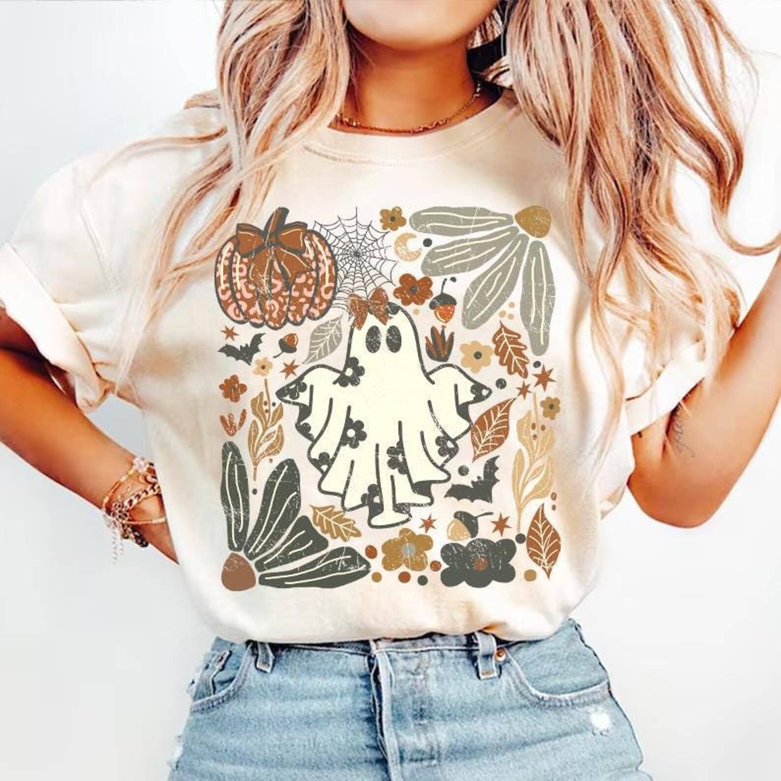 Ghost Boho Fall Graphic - Adult & Kids T-Shirts, Sweatshirts & Hoodies apparel design preview 1