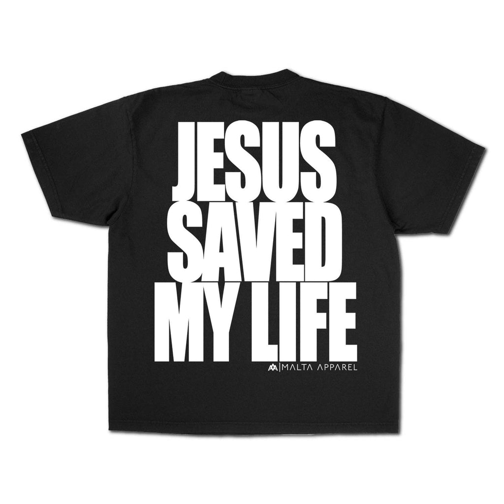 Jesus Saved My Life Puff Print Black - Adult & Kids T-Shirts, Sweatshirts & Hoodies apparel design preview 1