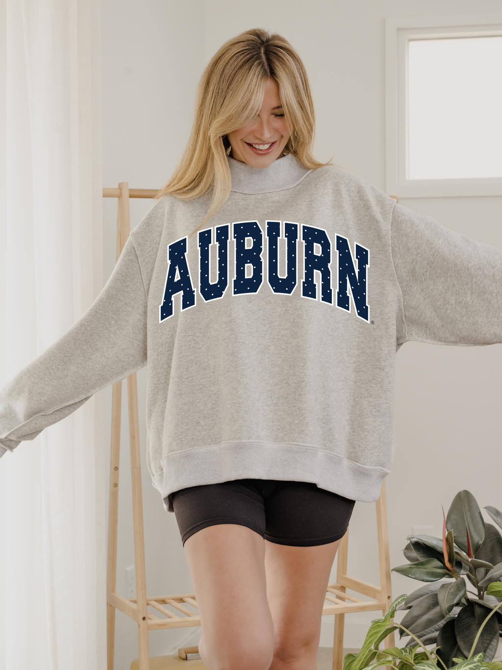 Auburn Tigers Polka Dot Puff Gray Wknd Mock Neck - Adult & Kids T-Shirts, Sweatshirts & Hoodies apparel design preview 1