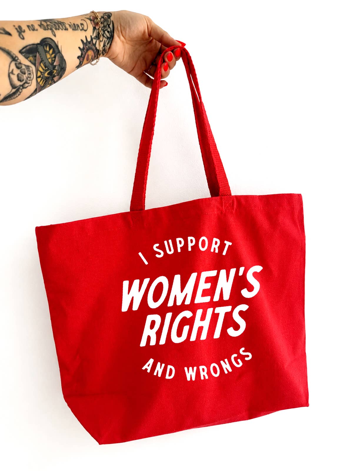 I Support Women'S Rights and Wrongs Tote Red - Adult & Kids T-Shirts, Sweatshirts & Hoodies apparel design preview 1