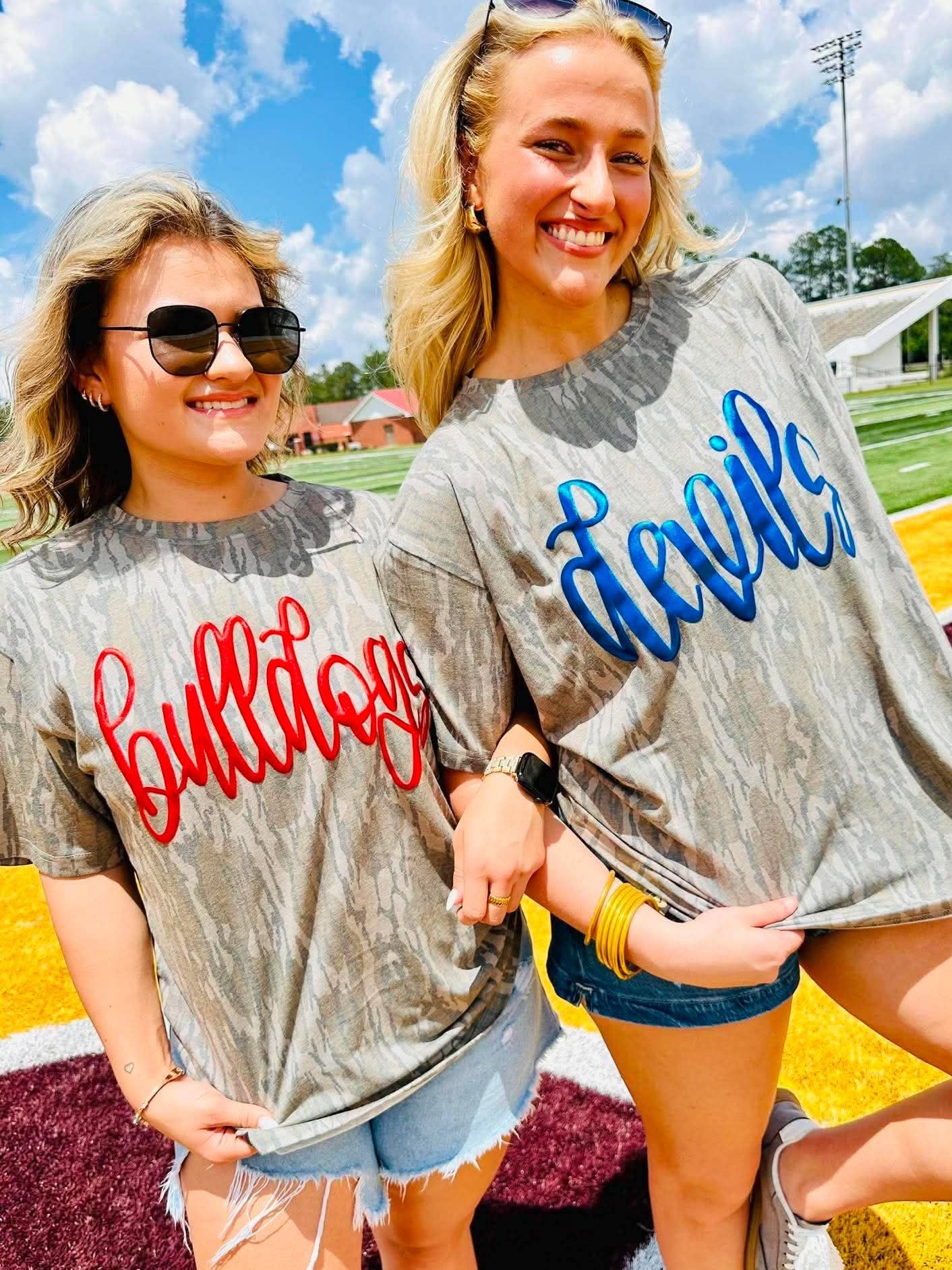 Camo Team Cursive GAME120 Puff Graphic - Adult & Kids T-Shirts, Sweatshirts & Hoodies apparel design preview 1