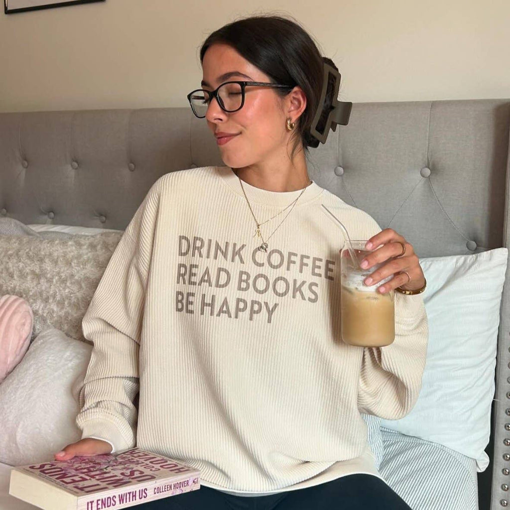 Drink Coffee Read Books Be Happy - Adult & Kids T-Shirts, Sweatshirts & Hoodies apparel design preview 1