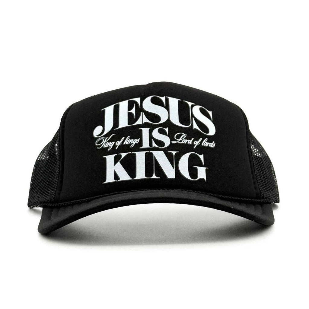 Jesus Is King Foam Trucker Black - Adult & Kids T-Shirts, Sweatshirts & Hoodies apparel design preview 1