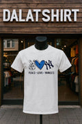 Peace Love Yankees New York Baseball Hand Heart - Adult & Kids T-Shirts, Sweatshirts & Hoodies apparel design preview 1