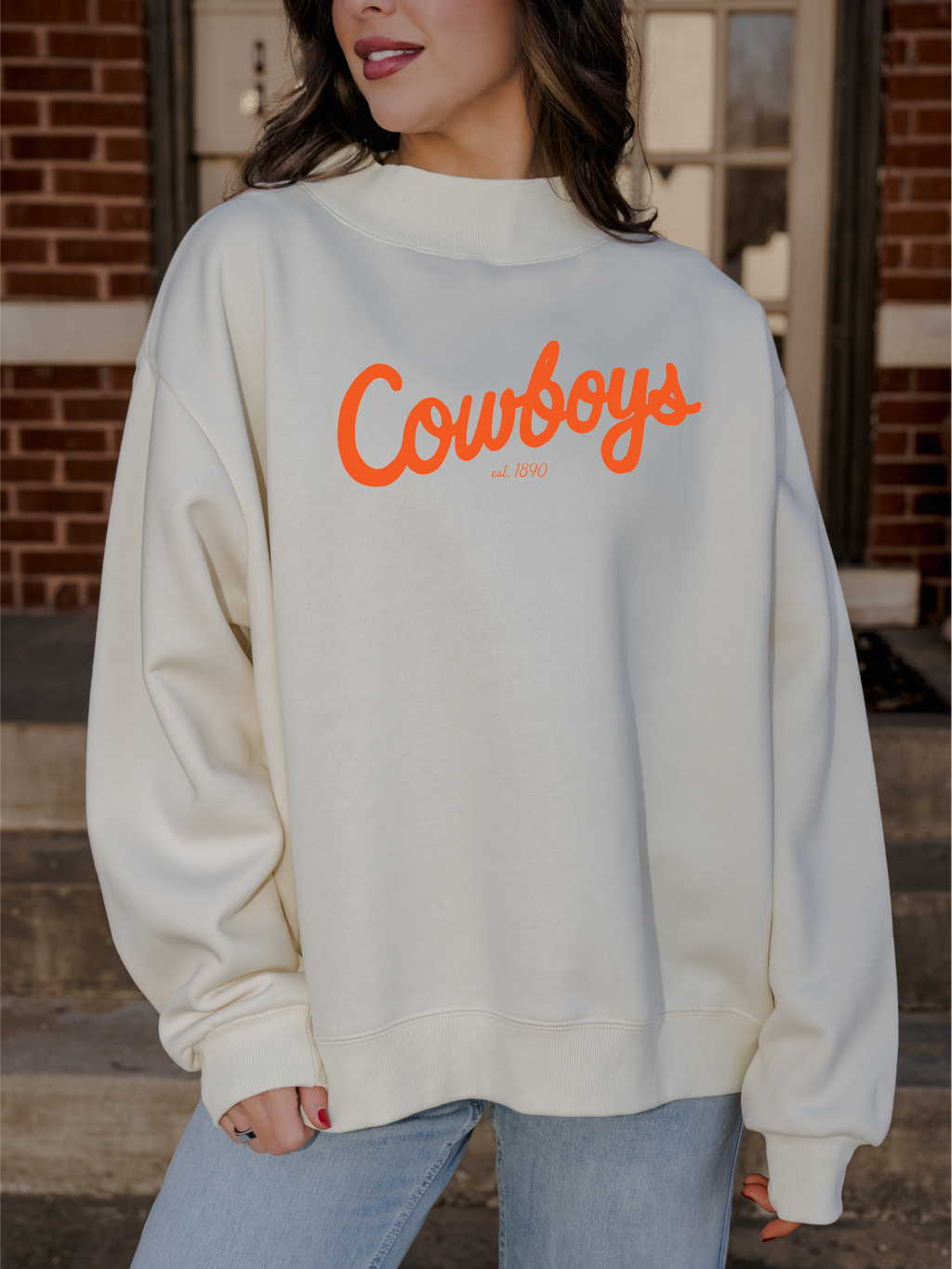 Osu Cowboys Bold Script Ivory Weekend Mock Neck - Adult & Kids T-Shirts, Sweatshirts & Hoodies apparel design preview 1