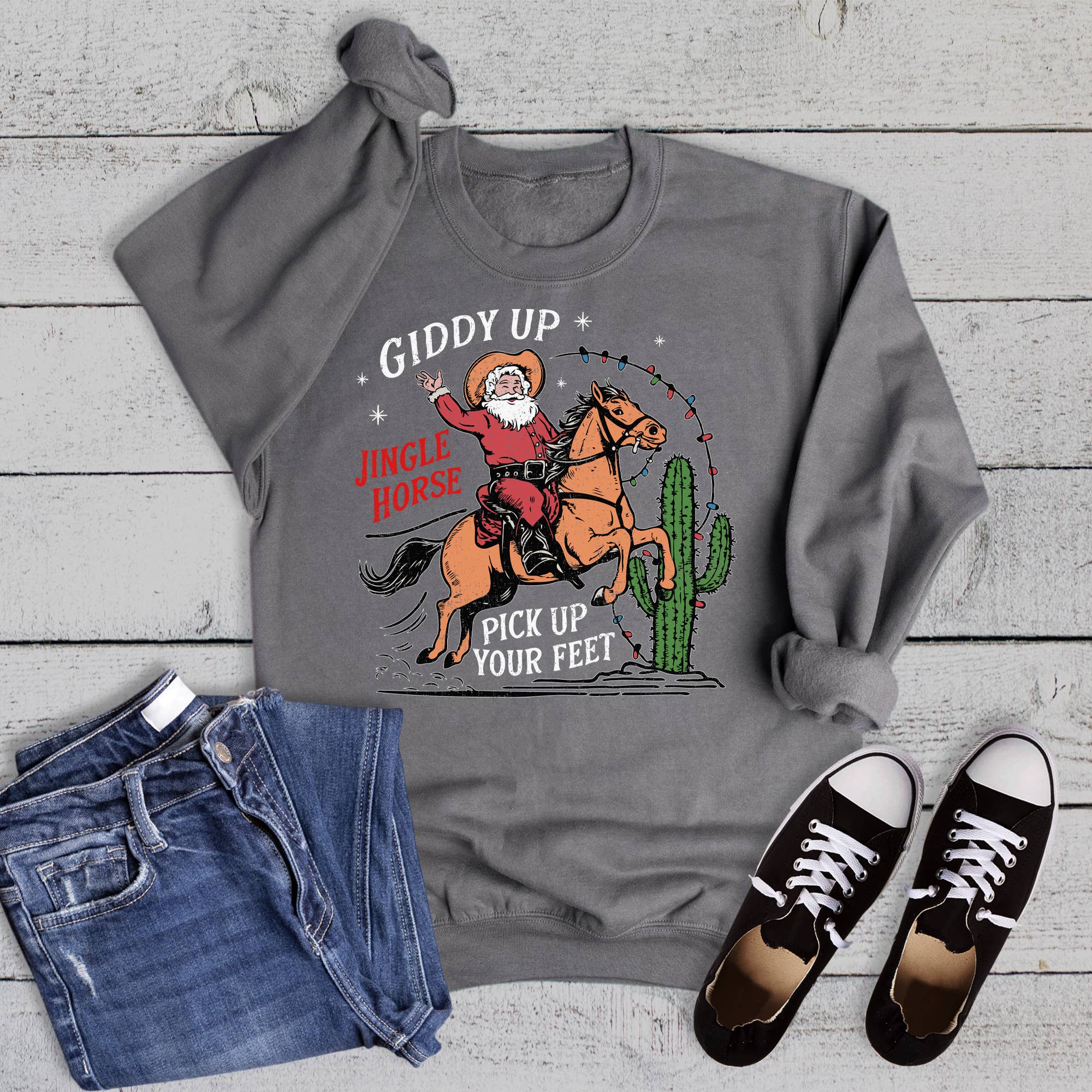 Christmas Giddy Up Pick Your Feet - Adult & Kids T-Shirts, Sweatshirts & Hoodies apparel design preview 1