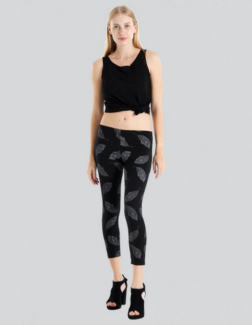 Feathers Print Capri Legging (KT-1271PK) - Adult & Kids T-Shirts, Sweatshirts & Hoodies apparel design preview 1