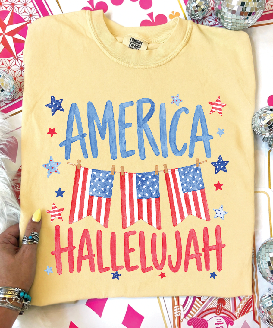 Hallelujah America Butter Yellow - Adult & Kids T-Shirts, Sweatshirts & Hoodies apparel design preview 1