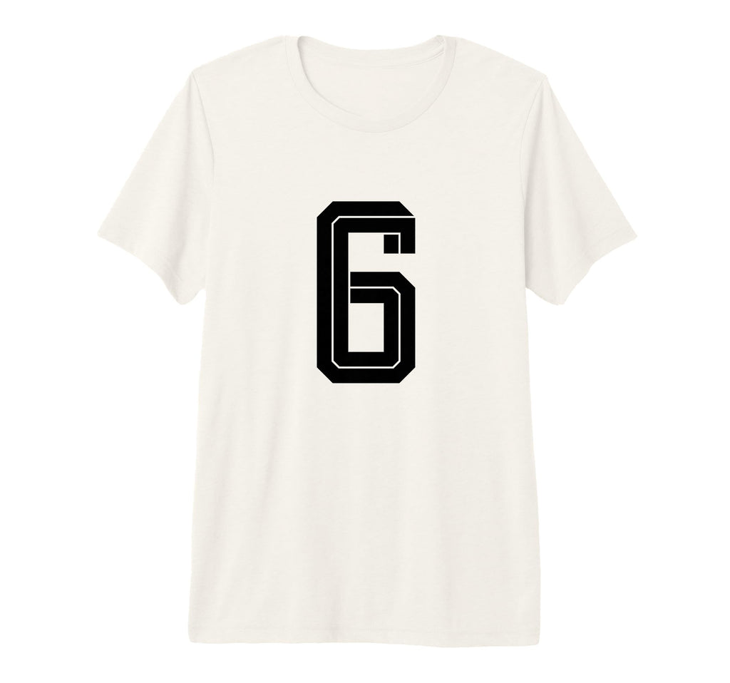 6 White Number 6 Sports Fan Soccer Tri T-Shirt - Novelty Apparel Men Women - T-Shirt, Sweatshirt, Hoodie