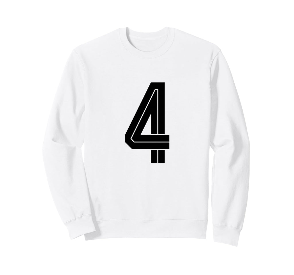 4 White Number 4 Sports Fan Sweatshirt - Casual Everyday Wear Men Women - T-Shirt, Sweatshirt, Hoodie