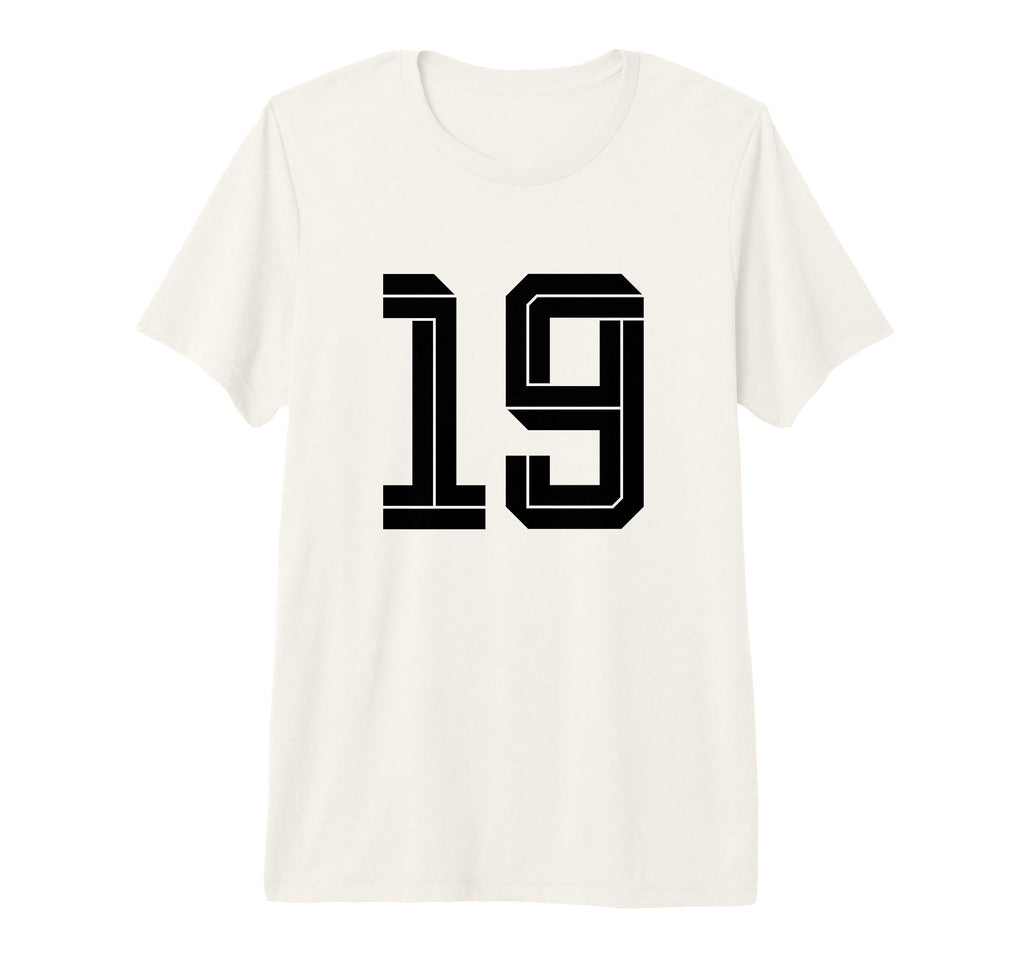19 White Number 19 Sports Fan Soccer T-Shirt - Unique Graphic for Adults - T-Shirt, Sweatshirt, Hoodie