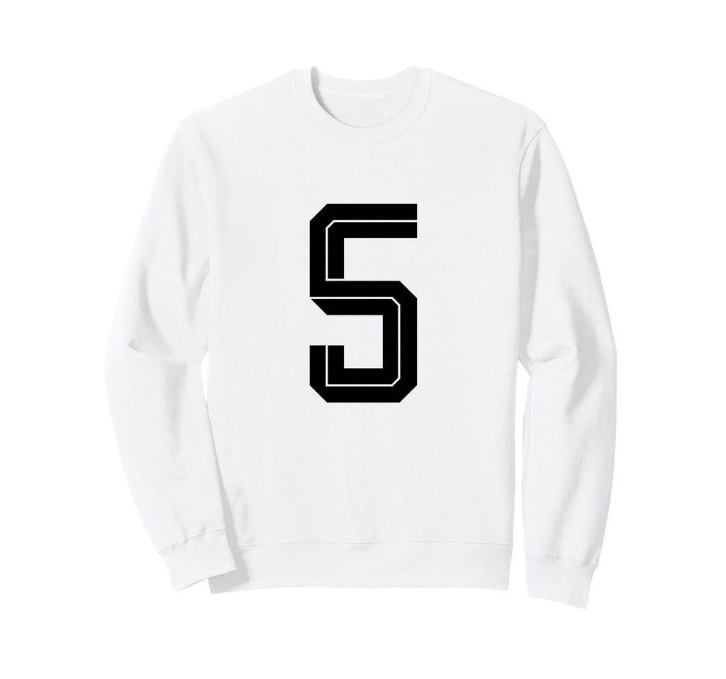 5 White Number 5 Sports Fan Soccer Sweatshirt - Novelty Apparel for Adults - T-Shirt, Sweatshirt, Hoodie