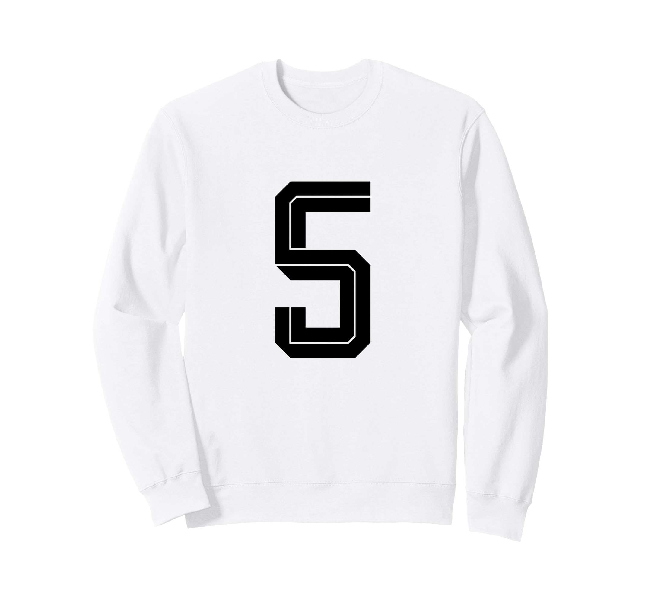 5 White Number 5 Sports Fan Soccer Sweatshirt - Novelty Apparel for Adults - T-Shirt, Sweatshirt, Hoodie