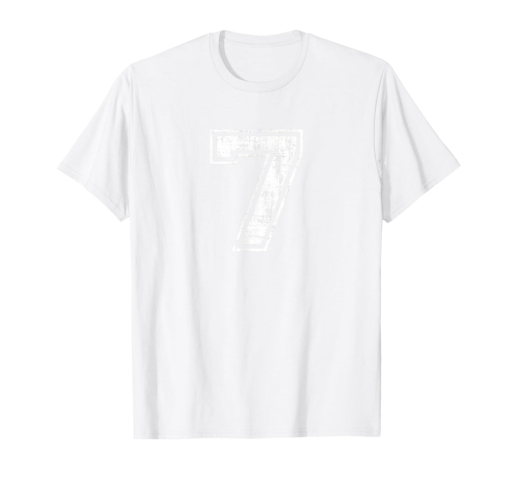 Number 7 Seven Varsity Distressed T-Shirt - Aesthetic Graphic Men Women - T-Shirt, Sweatshirt, Hoodie
