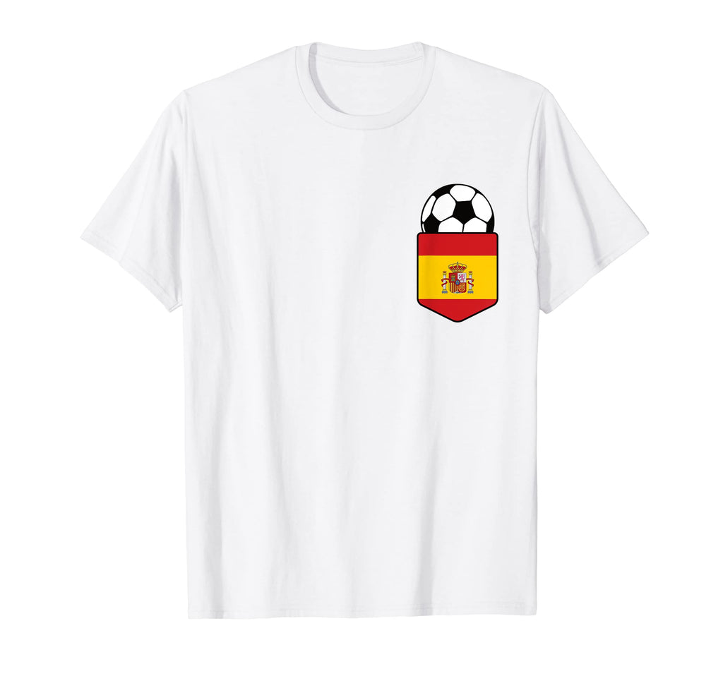 Soccer Ball Spain Flag Pocket Logo T-Shirt - Custom Art Print Unisex - T-Shirt, Sweatshirt, Hoodie